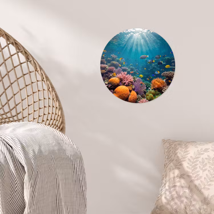 Vis - Koraal - Oceaan - Natuur - Kleurrijk Wandcirkel behangsticker klein -sfeer4