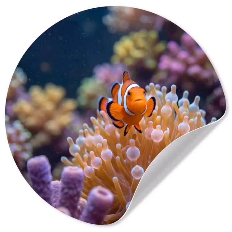 Vis - Koraal - Onderwater - Oranje - Dieren Wandcirkel behangsticker klein -3d
