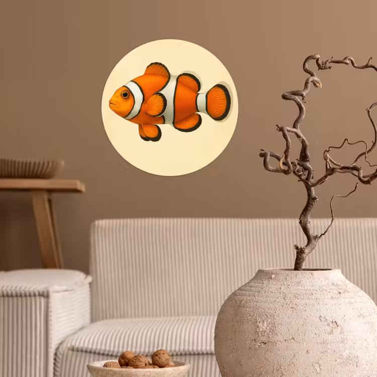 Vis - Oranje - Strepen Wandcirkel behangsticker klein -sfeer1
