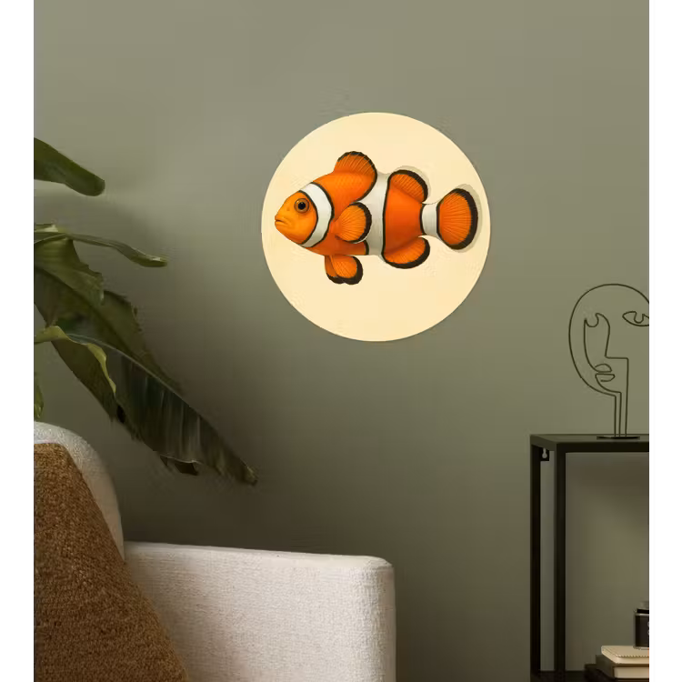 Vis - Oranje - Strepen Wandcirkel behangsticker klein -sfeer2