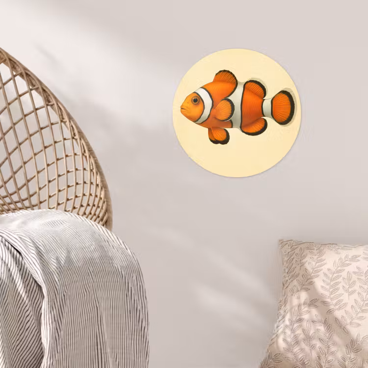 Vis - Oranje - Strepen Wandcirkel behangsticker klein -sfeer4