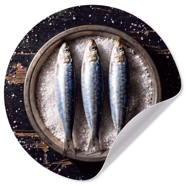 Runde Tapete - Fisch – Salz – Essen - Vis - Zout - Eten Wandcirkel behangsticker klein