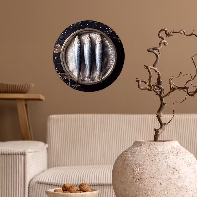 Runde Tapete - Fisch – Salz – Essen - Vis - Zout - Eten Wandcirkel behangsticker klein