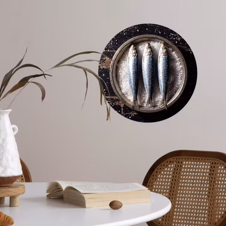 Runde Tapete - Fisch – Salz – Essen - Vis - Zout - Eten Wandcirkel behangsticker klein