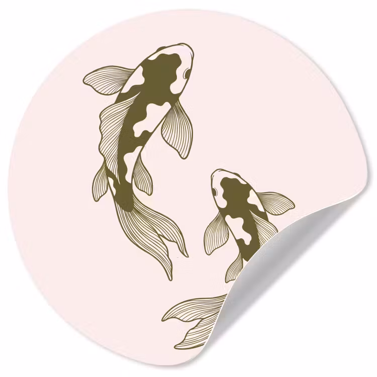 Vis - Zwemmend - Groen - Abstract - Dieren Wandcirkel behangsticker klein -3d