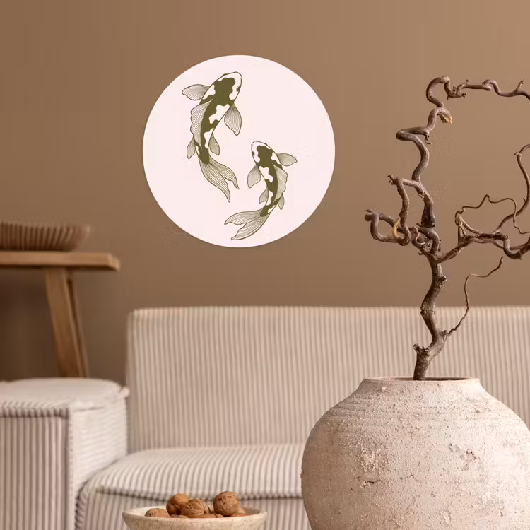Vis - Zwemmend - Groen - Abstract - Dieren Wandcirkel behangsticker klein -sfeer1