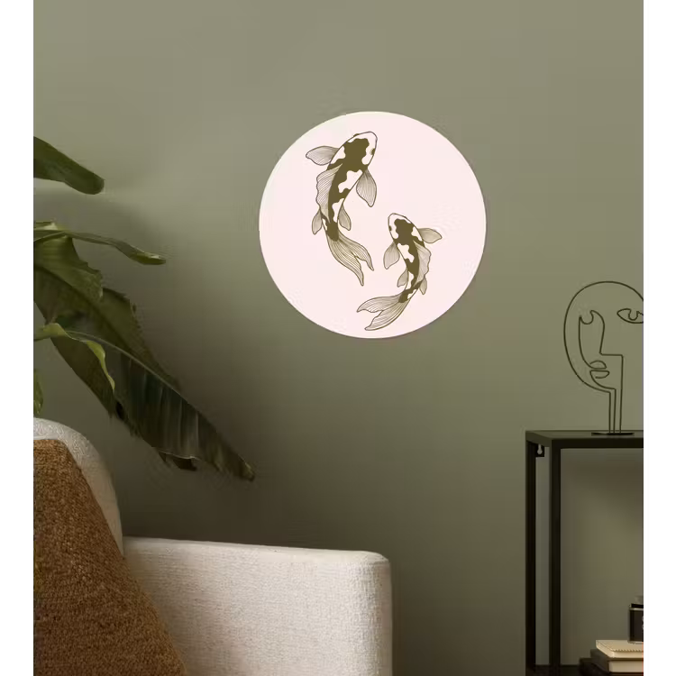 Vis - Zwemmend - Groen - Abstract - Dieren Wandcirkel behangsticker klein -sfeer2