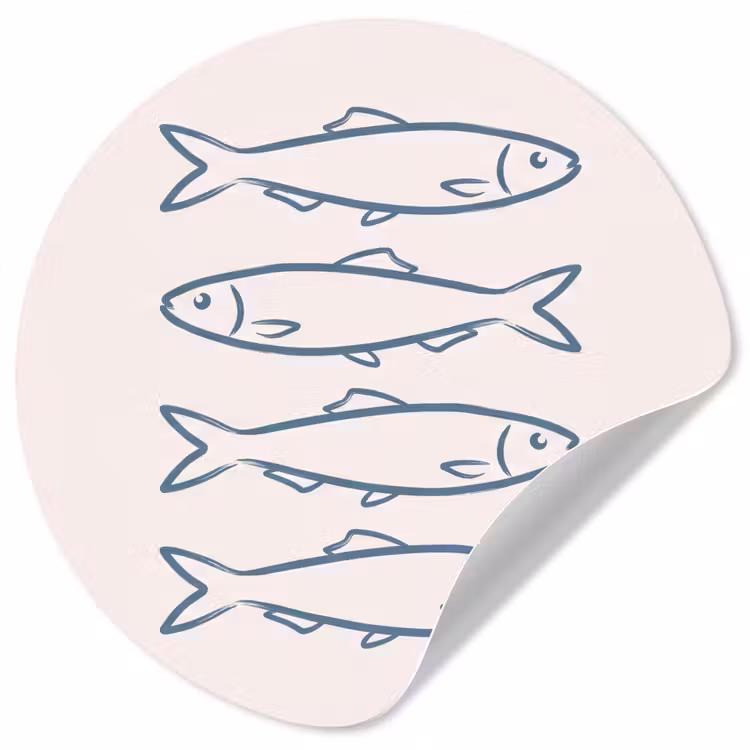 Vis - Vier - Dieren - Abstract - Blauw Wandcirkel behangsticker klein -3d