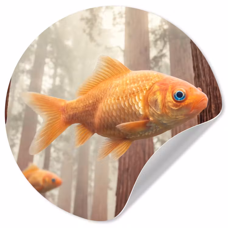 Runde Tapete - Fisch – Wald – Fantasie - Vis - Bos - Fantasie Wandcirkel behangsticker klein