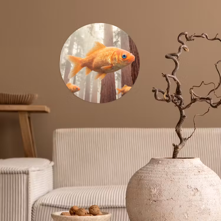 Runde Tapete - Fisch – Wald – Fantasie - Vis - Bos - Fantasie Wandcirkel behangsticker klein