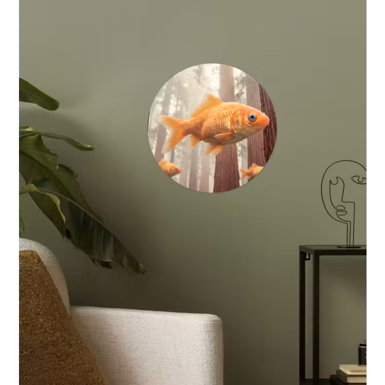 Runde Tapete - Fisch – Wald – Fantasie - Vis - Bos - Fantasie Wandcirkel behangsticker klein