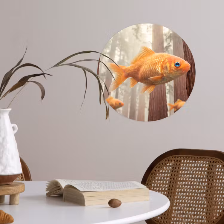 Runde Tapete - Fisch – Wald – Fantasie - Vis - Bos - Fantasie Wandcirkel behangsticker klein
