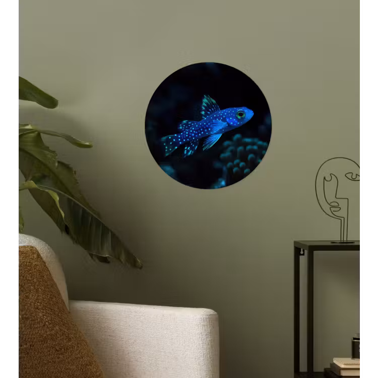 Vis - Stippen - Koraal - Blauw Wandcirkel behangsticker klein -sfeer2