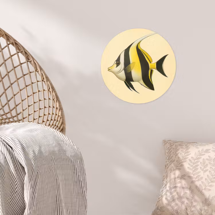 Vis - Sierlijk - Rugvin - Geel Wandcirkel behangsticker klein -sfeer4
