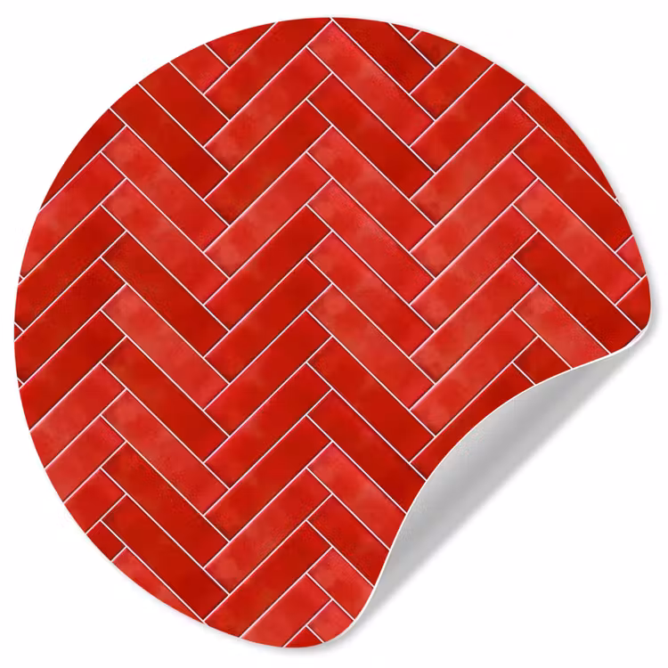 Visgraat - Tegel - Rood Wandcirkel behangsticker klein 186 -3d
