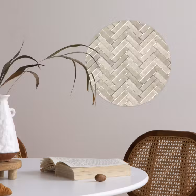 Visgraat - Wandtegel - Beige Wandcirkel behangsticker klein 186 -sfeer3