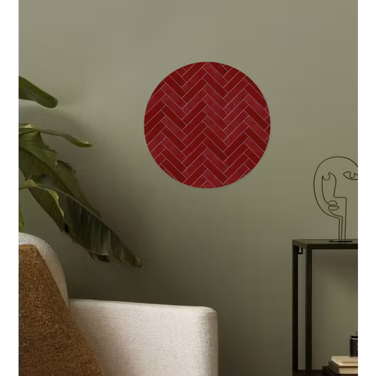 Visgraat - Wandtegel - Bordeaux - Rood Wandcirkel behangsticker klein 186 -sfeer2