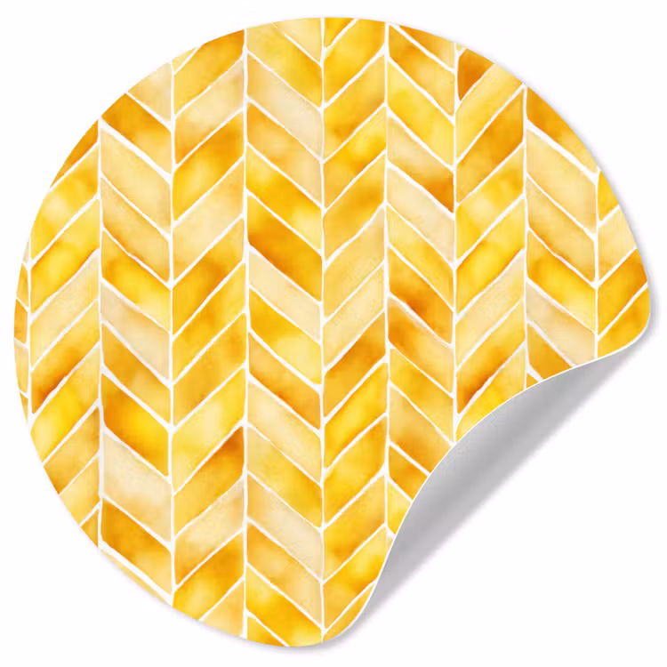Visgraat - Aquarel - Patronen - Goudgeel Wandcirkel behangsticker klein 186 -3d