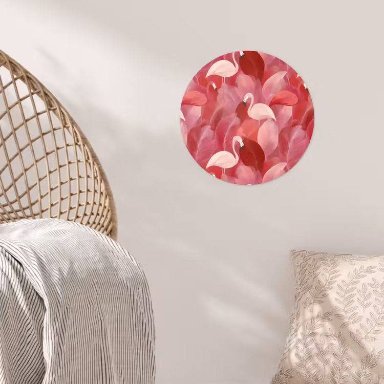 Flamingo - Botanisch - Elegant - Roze - Rood Wandcirkel behangsticker klein 186 -sfeer4