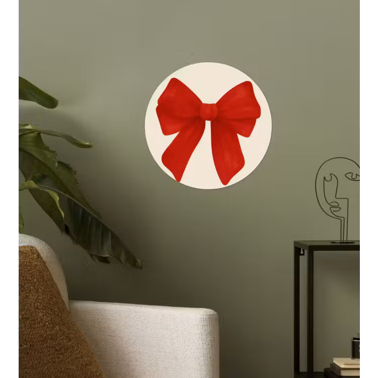 Strik - Symmetrisch - Rood - Lint Wandcirkel behangsticker klein -sfeer2