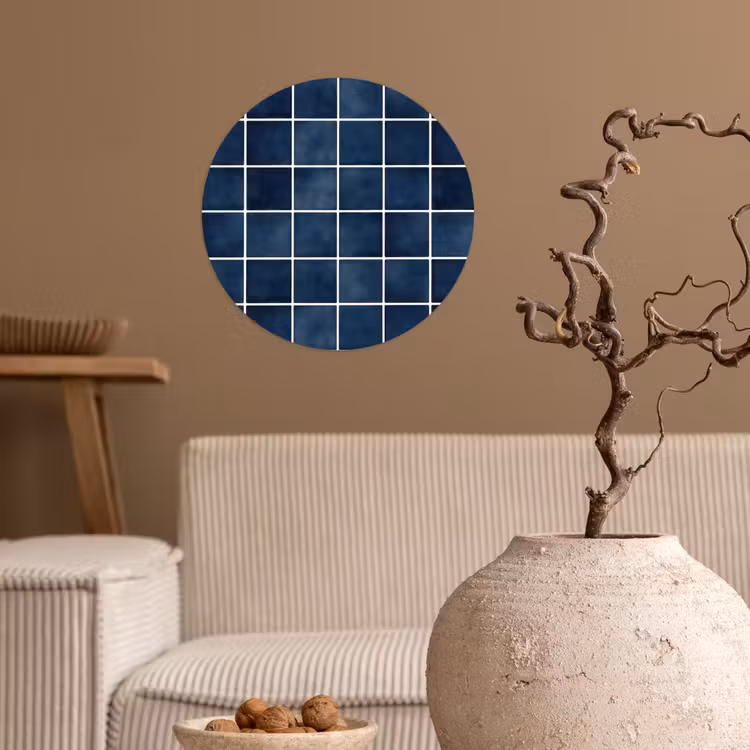 Tegel - Modern - Blauw Wandcirkel behangsticker klein 186 -sfeer1