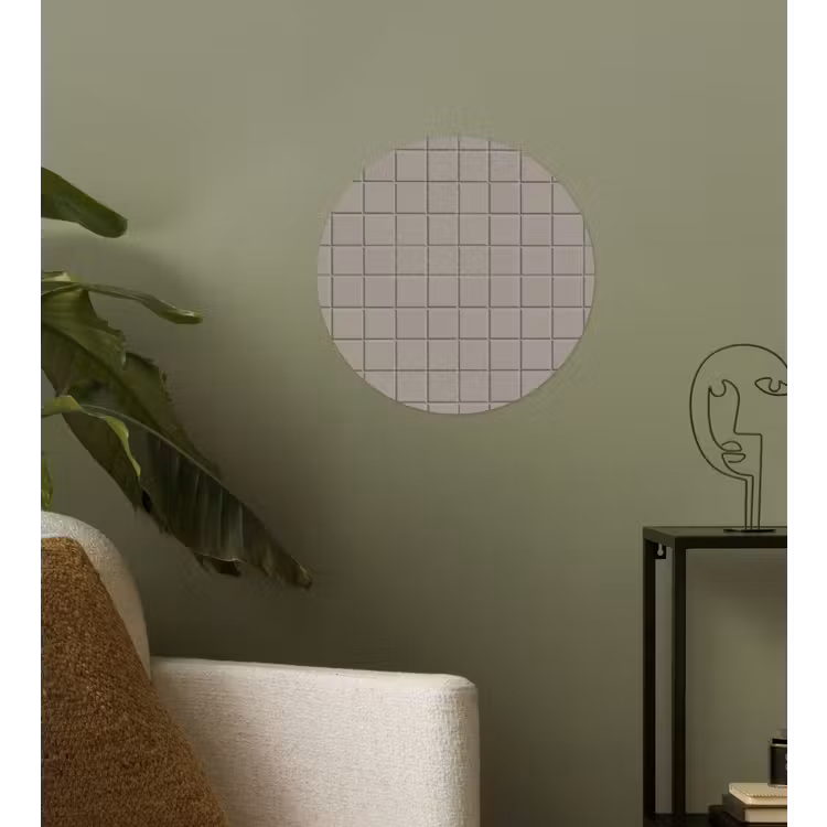 Tegel - Patroon Kiezel - Grijs Wandcirkel behangsticker klein 186 -sfeer2