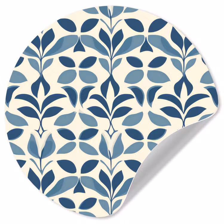 Flora - Modern - Blauw Wandcirkel behangsticker klein 186 -3d