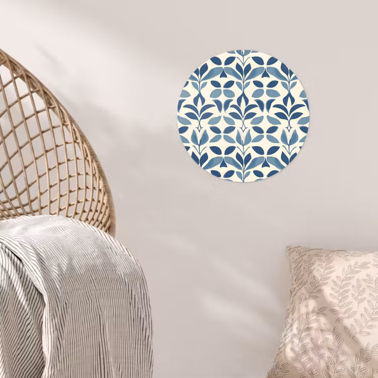 Flora - Modern - Blauw Wandcirkel behangsticker klein 186 -sfeer4