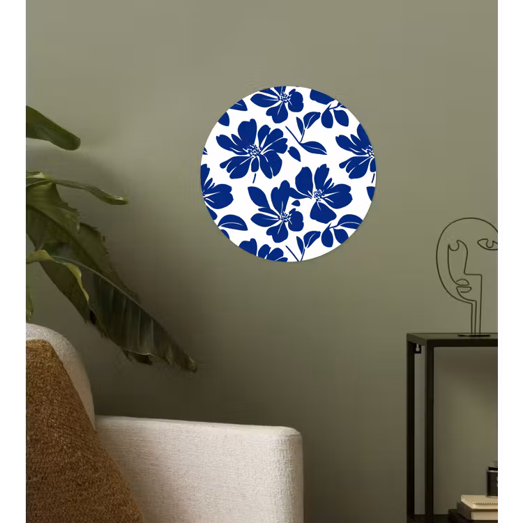 Floraal - Modern - Blauw Wandcirkel behangsticker klein 186 -sfeer2