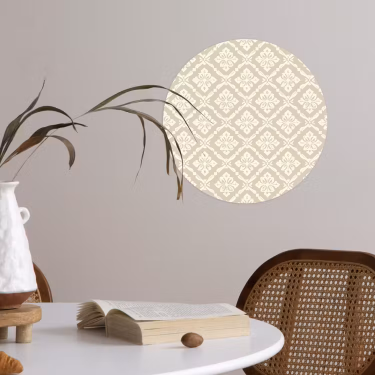 Floraal - Ornament - Beige Wandcirkel behangsticker klein 186 -sfeer3