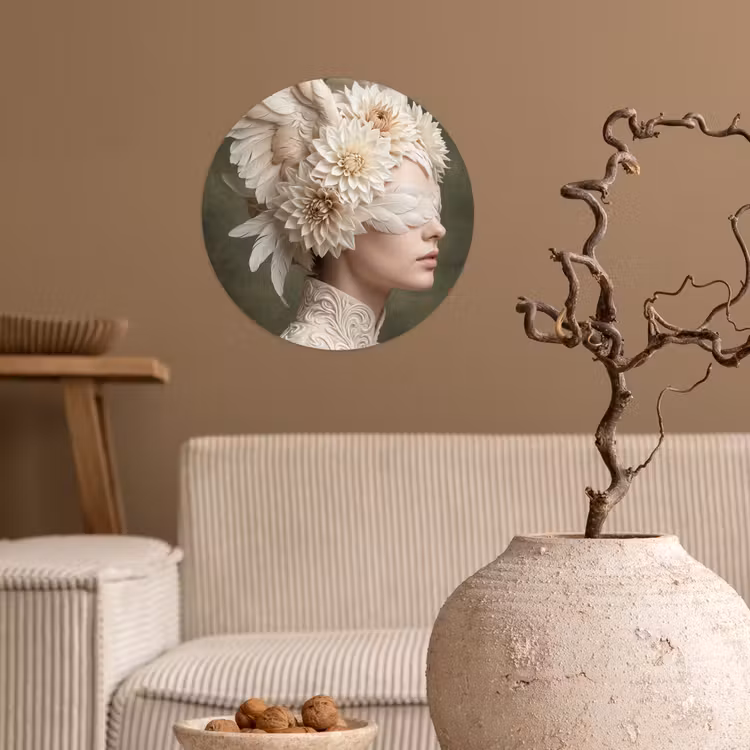 Vleugels - Vrouw - Wit Wandcirkel behangsticker klein -sfeer1