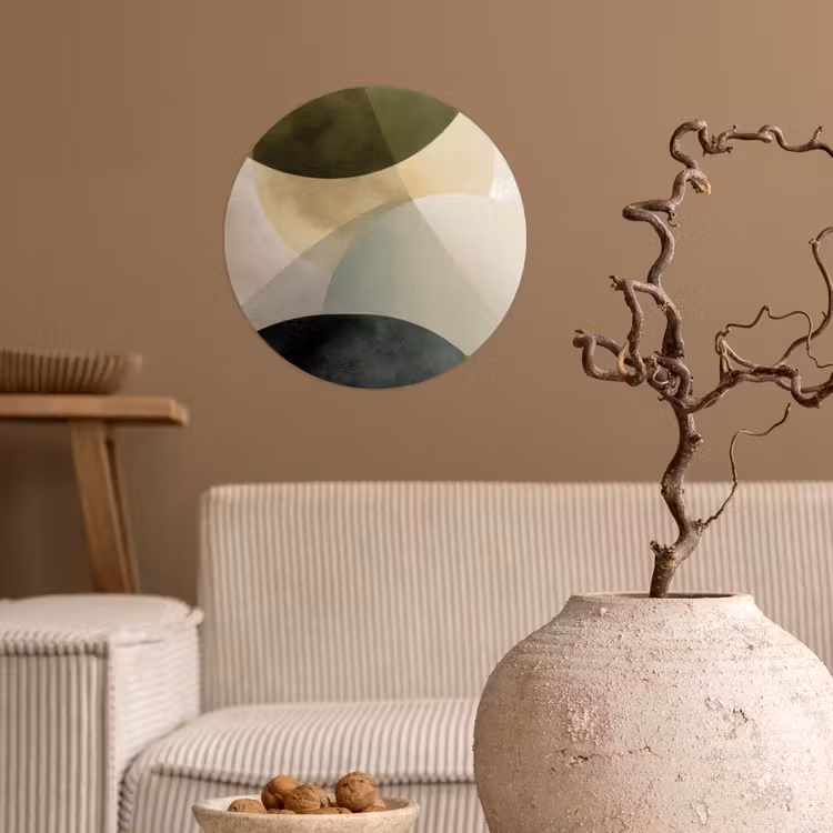 Vlakken - Abstract - Beige - Cirkels Wandcirkel behangsticker klein -sfeer1