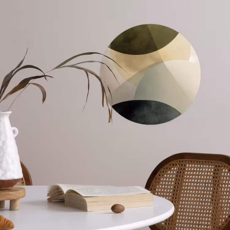 Vlakken - Abstract - Beige - Cirkels Wandcirkel behangsticker klein -sfeer3