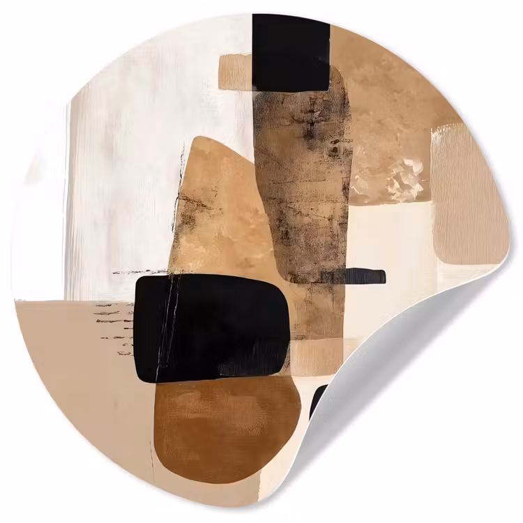 Vlakken - Abstract - Zwart - Strepen Wandcirkel behangsticker klein -3d