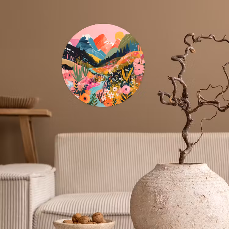 Rivier - Diepte - Bloemen Wandcirkel behangsticker klein -sfeer1