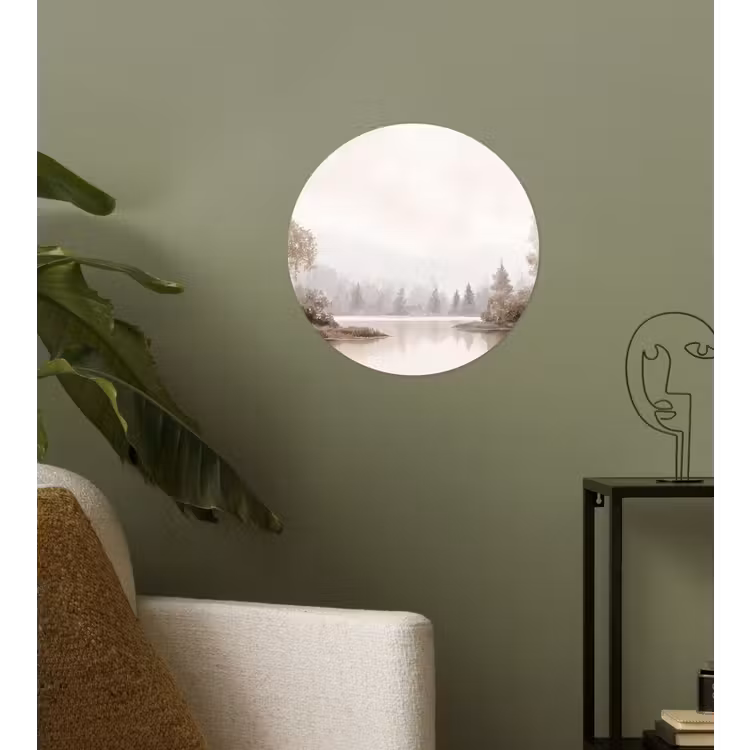 Rivierlandschap - Minimalistisch - Aardetinten Wandcirkel behangsticker klein -sfeer2