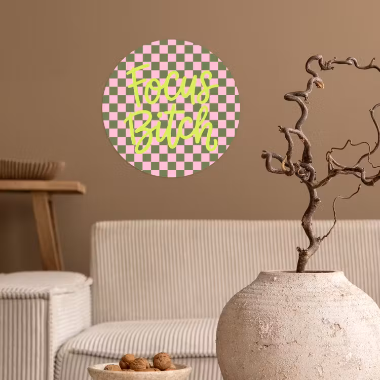 Focus - Vakken - Roze Wandcirkel behangsticker klein -sfeer1