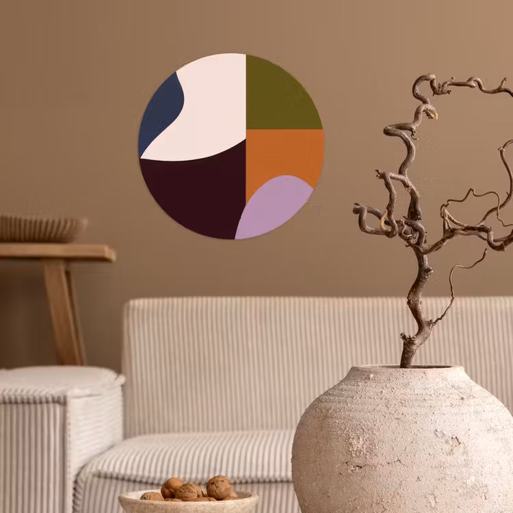 Vormen - Abstract - Kleuren - Vierkant Wandcirkel behangsticker klein -sfeer1