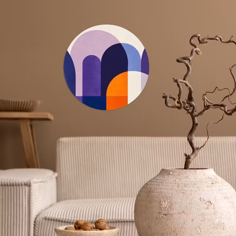 Vormen - Abstract - Grafisch - Oranje Wandcirkel behangsticker klein -sfeer1