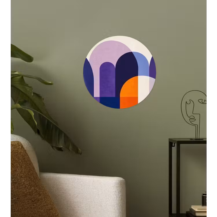 Vormen - Abstract - Grafisch - Oranje Wandcirkel behangsticker klein -sfeer2