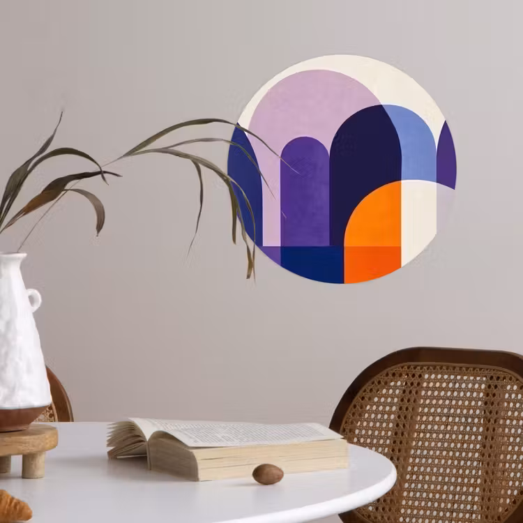 Vormen - Abstract - Grafisch - Oranje Wandcirkel behangsticker klein -sfeer3