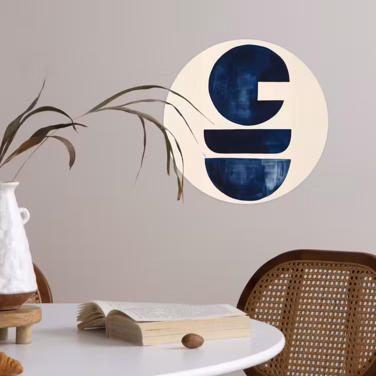 Vormen - Blauw - Abstract Wandcirkel behangsticker klein -sfeer3