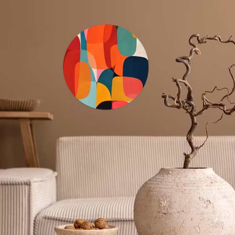 Vormen - Kleurrijk - Abstract - Vlakken Wandcirkel behangsticker klein -sfeer1