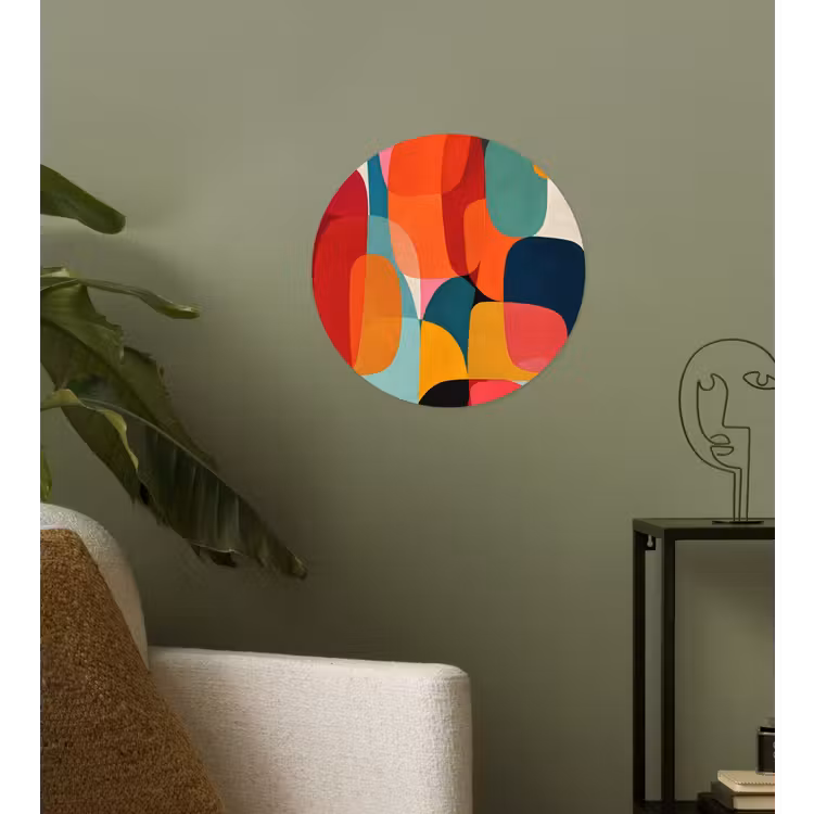 Vormen - Kleurrijk - Abstract - Vlakken Wandcirkel behangsticker klein -sfeer2