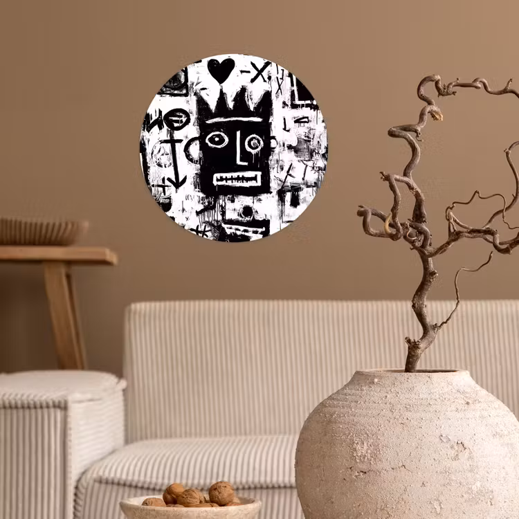 Vormen - Gezocht - Zwart - Abstract Wandcirkel behangsticker klein -sfeer1