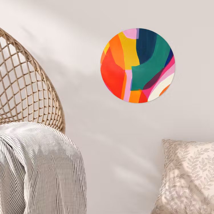 Vormen - Golvend - Abstract - Felroze Wandcirkel behangsticker klein -sfeer4