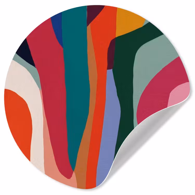 Vormen - Bochten - Kleurrijk - Abstract Wandcirkel behangsticker klein -3d