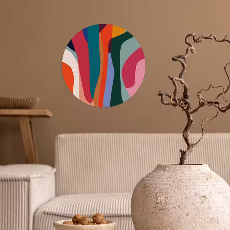 Vormen - Bochten - Kleurrijk - Abstract Wandcirkel behangsticker klein -sfeer1