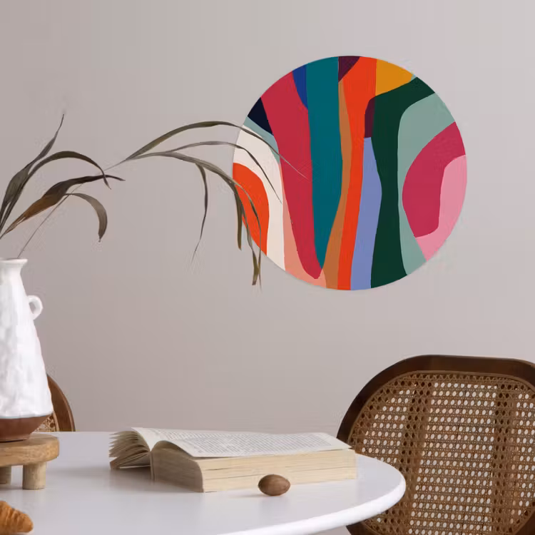 Vormen - Bochten - Kleurrijk - Abstract Wandcirkel behangsticker klein -sfeer3