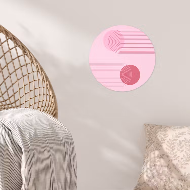 Vormen - Lijnen - Minimalistisch - Roze Wandcirkel behangsticker klein -sfeer4